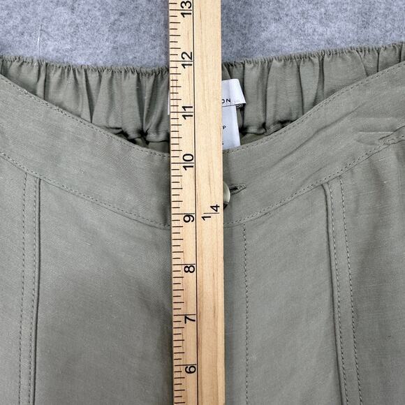 H by Halston Trouser Pant WMNS XS Green Linen Blend Mid-Rise Straight Minimalist - Picture 9 of 11